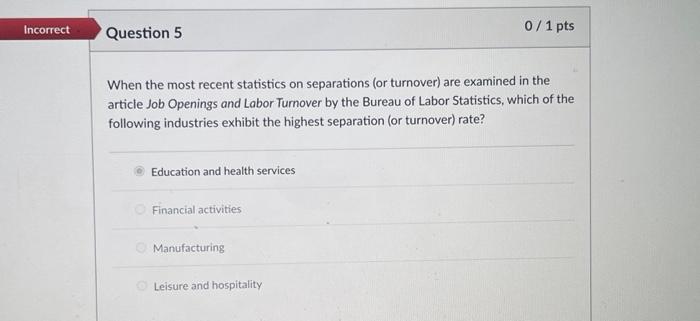 please help!! When the most recent statistics on separations (or turnover) are