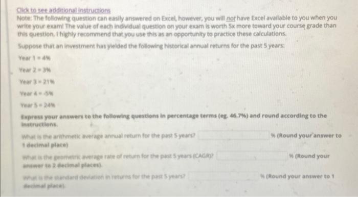  Cick to see additional instructions wrile your examl The value of