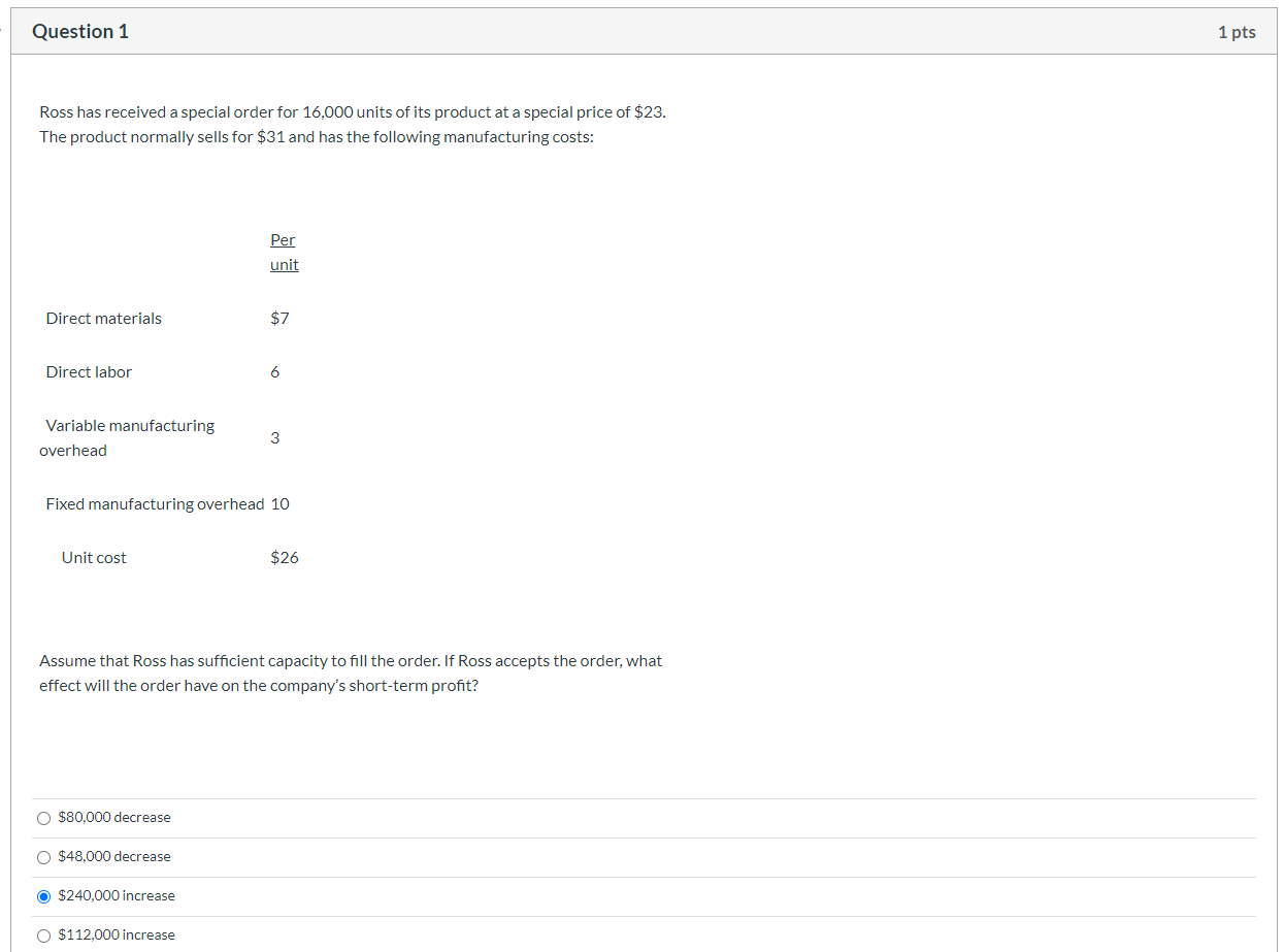 2,300 units of its product at a special price of $230. The