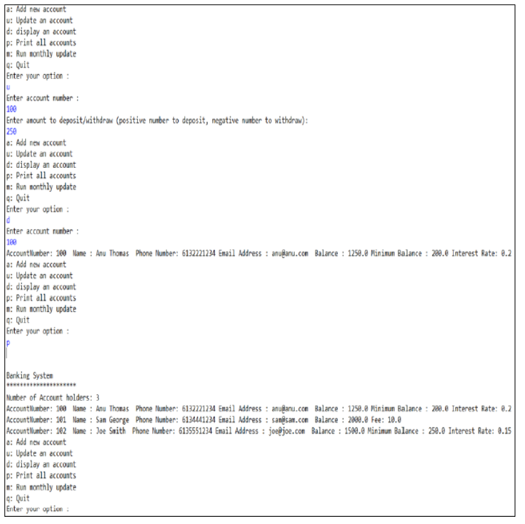 Bank Accounts (ie accountNumber accHolder, balance). Here, accHolder is an object of