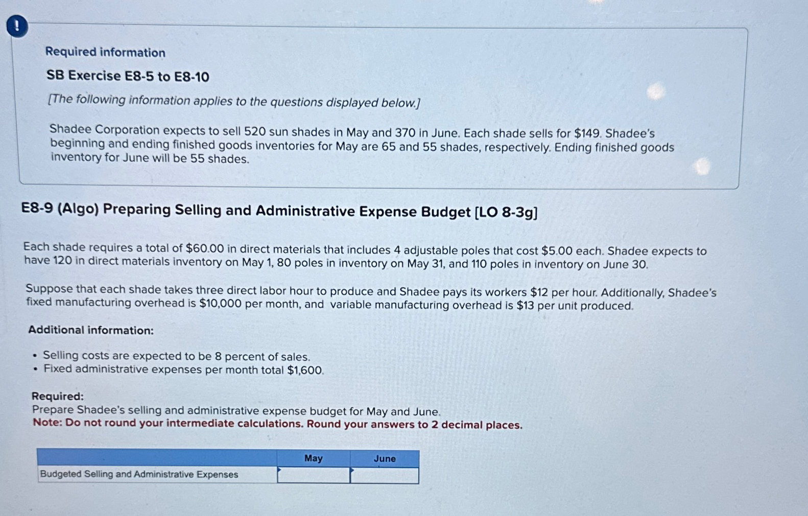  ? Required information SB Exercise E8-5 to E8-10 [The following information