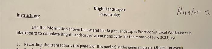 of this packet) in the general journal (Sheet 1 of excel). Background: