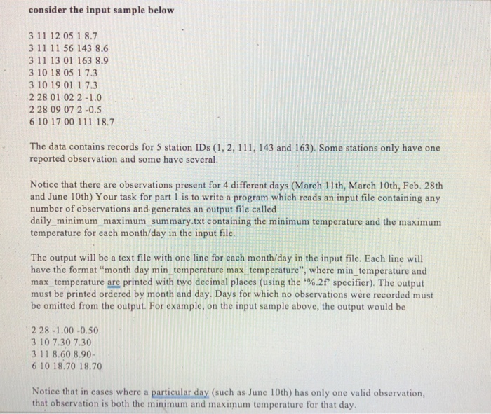  Please follow the instructions attached : consider the input sample below