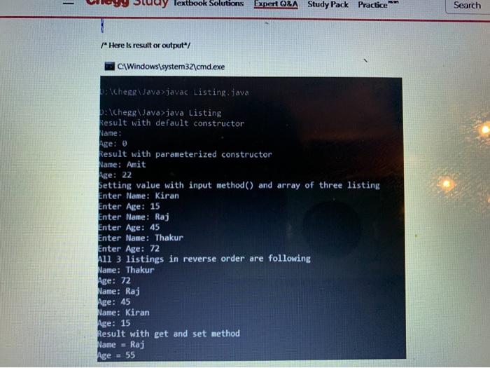 Write an application that declares an array of three Listings (defined in