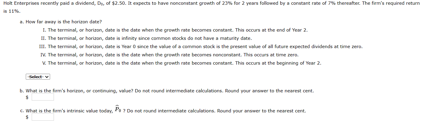  is 11%. a. How far away is the horizon date? I.