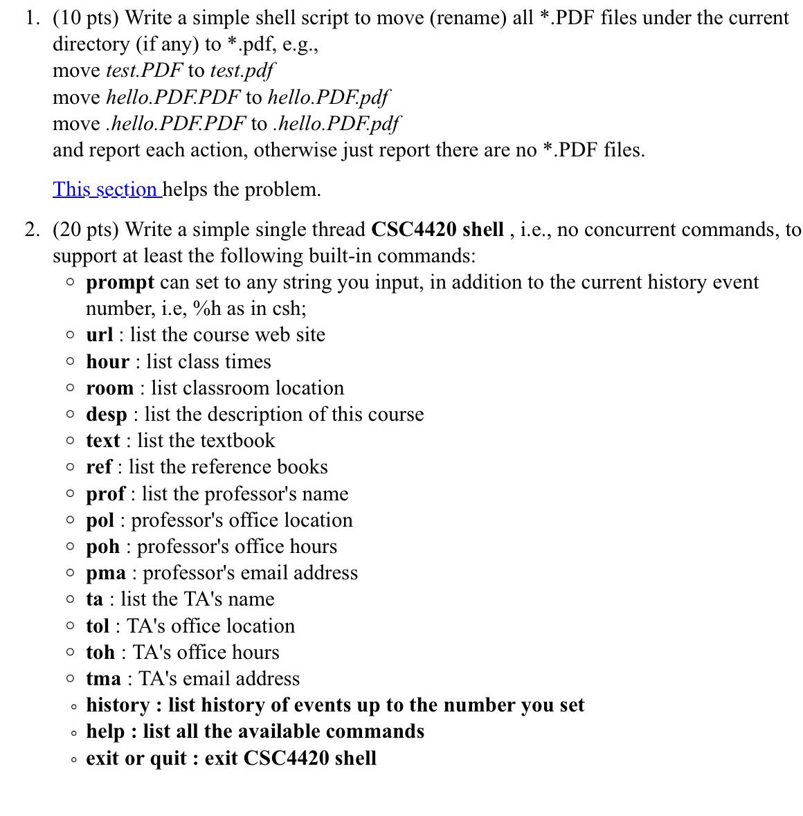  (10 pts) Write a simple shell script to move (rename) all