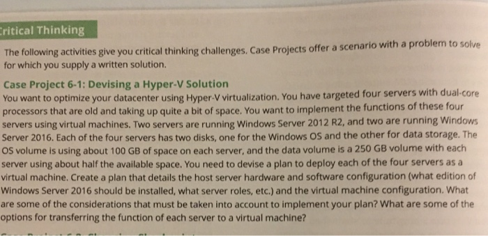  Case project 6-1 ritical Thinking with a problem to solve The