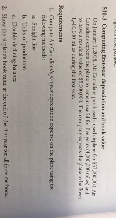  S10-3 Computing first-year depreciation and book value On January 1, 2018,