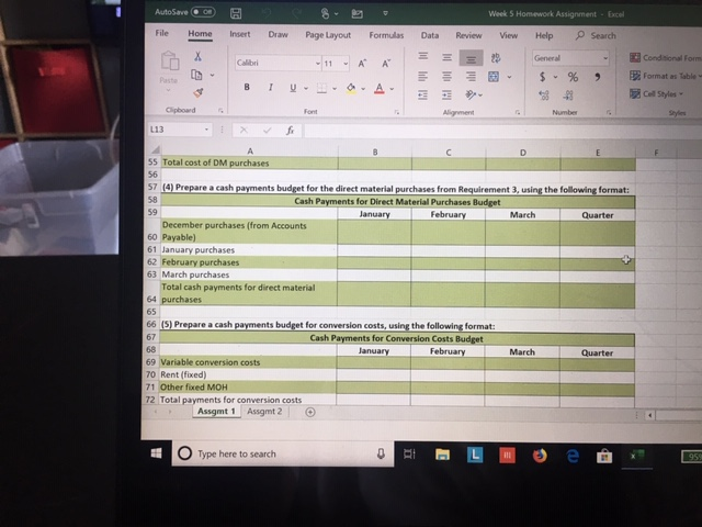 H 1 Comprehensive Budgeting Problem Silverman Manufacturing is preparing its master budget