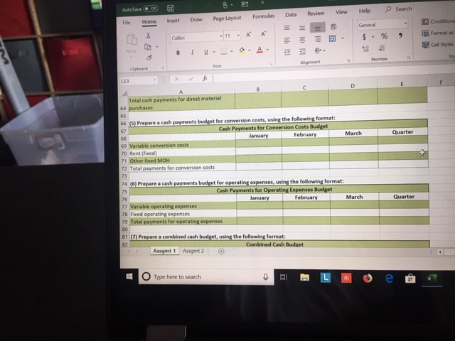for the fist quarter of the upcoming year. The following data pertain