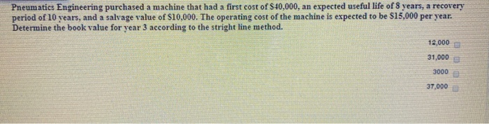  Pneumatics Engineering purchased a machine that had a first cost of