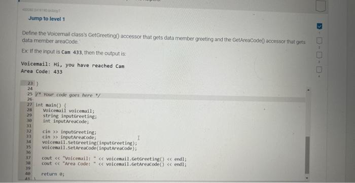 right now and please make it right Define the Voicemail class's GetGreeting()