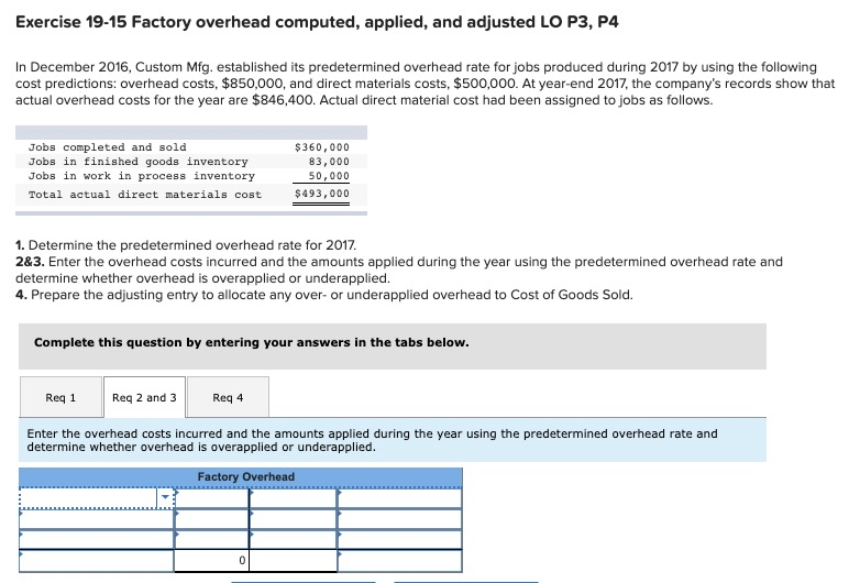 In December 2016, Custom Mfg. established its predetermined overhead rate for jobs