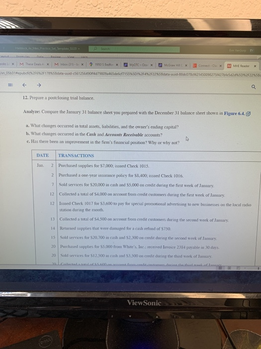 teacher gave us what the ending amounts should come out to Trial