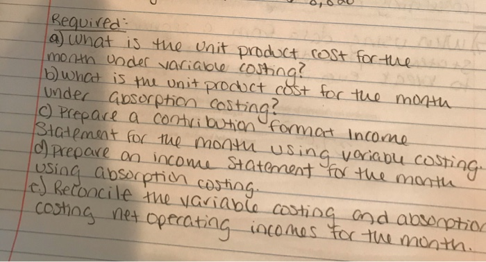 following data concerning its most recent month of operation: Selling Price: $