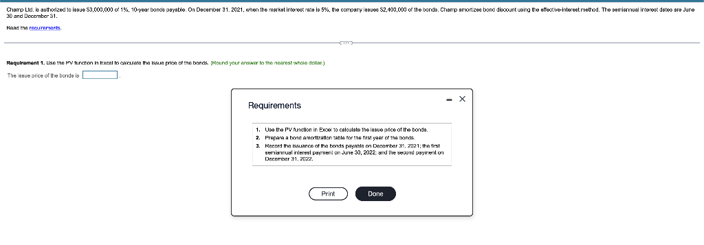 need help solving, thank you! Champ Ltd. is authorized to issue $3,000,000