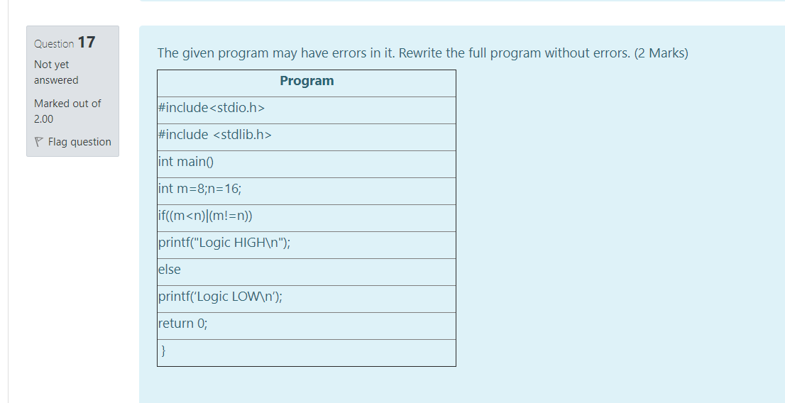 C program solve by C program Question 17 The given program may