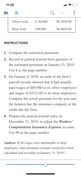 11-8 The following information relates to Ponte Manufacturing Company's workers' compensation insurance