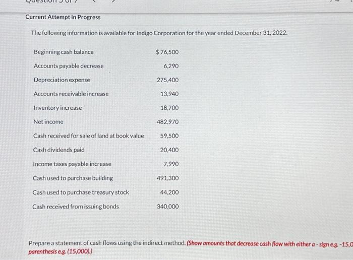  Current Attempt in Progress The following information is available for Indigo
