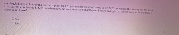 of the computer is $2,500. The lease will commence on 1 November