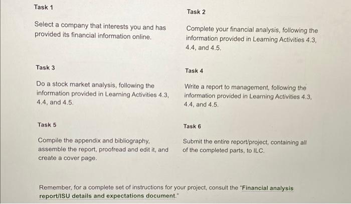  Task 1 Task 2 Select a company that interests you and