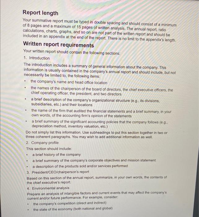 has provided its financial information online. Complete your financial analysis, following the