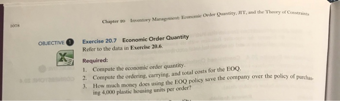  Chapter 20 Inventory Management: Economic Order Quantity, JIT, and the Theory