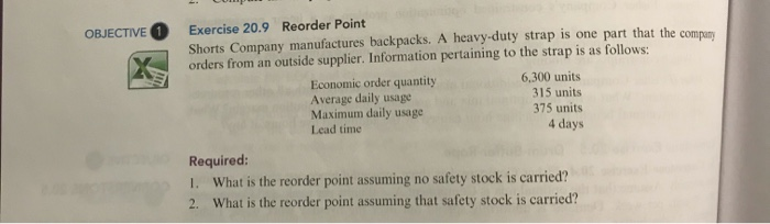 of Constraints 1078 Exercise 20.7 Economic Order Quantity Refer to the data