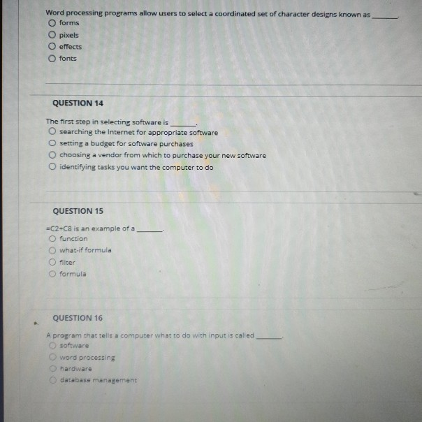 Word processing programs allow users to select a coordinated set of