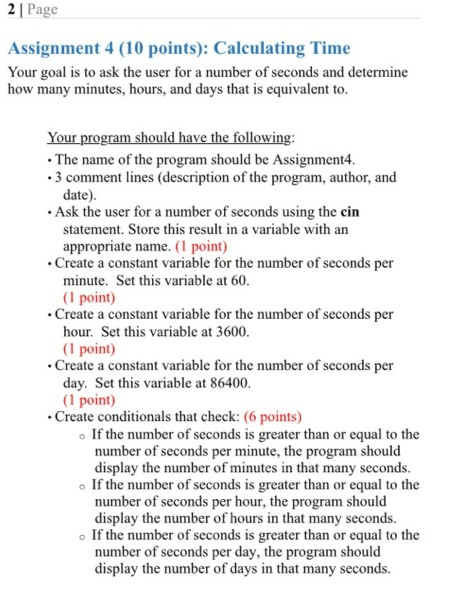  code in c++ 2 | Page Assignment 4 (10 points): Calculating