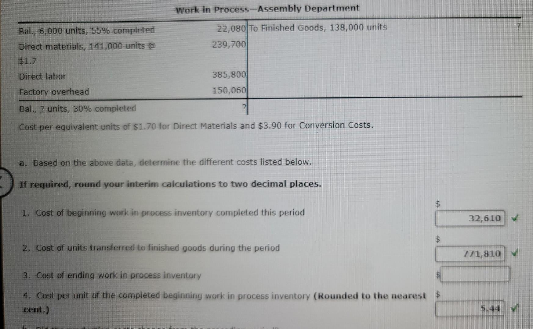please help with problem worked out #3. cost of ending work