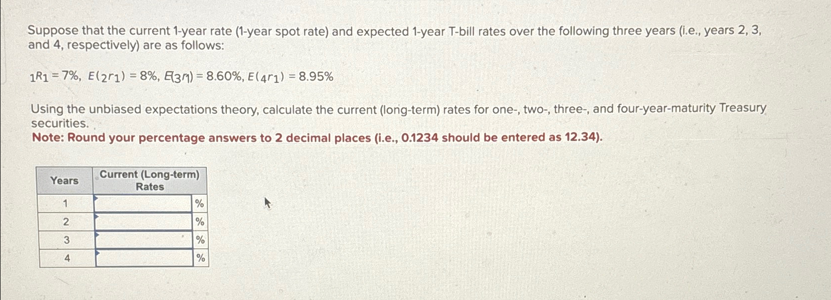  Suppose that the current 1-year rate (1-year spot rate) and expected