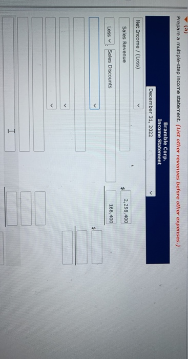 the year ended December 31, 2022, Bramble Corp. reported the following condensed