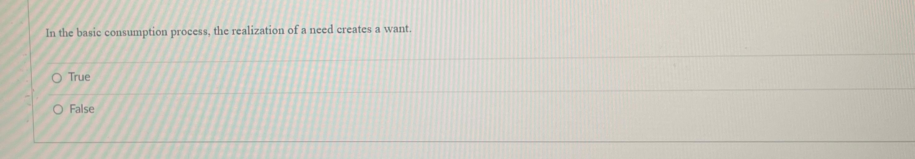  In the basic consumption process, the realization of a need creates