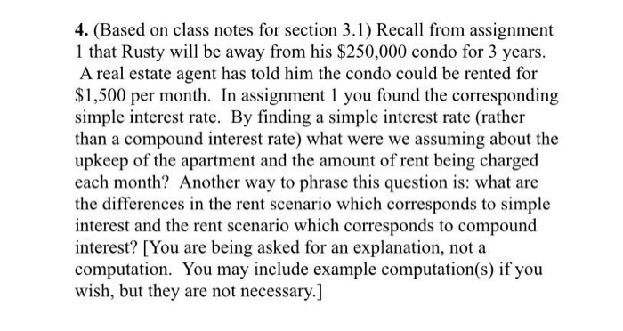  4. (Based on class notes for section 3.1) Recall from assignment