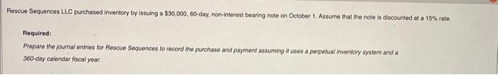 please expain Gescue Sequences LLC purchased inventory by issuing a $30,000,60-day, non-interest
