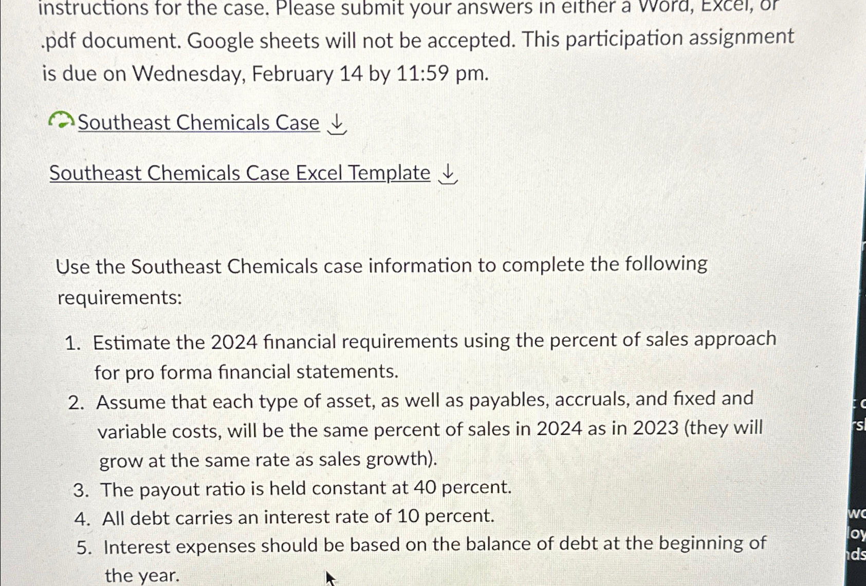 instructions for the case. Please submit your answers in either a