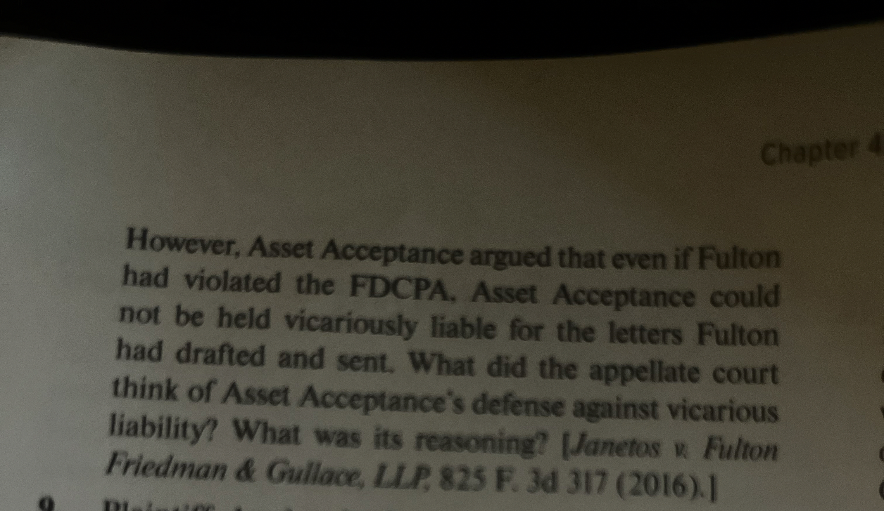  Chapter However, Asset Acceptance argued that even if Fulton had violated