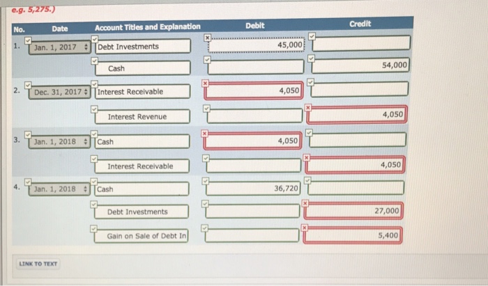 had the following transactions pertaining to debt investments. 1. Purchased 45 9%,