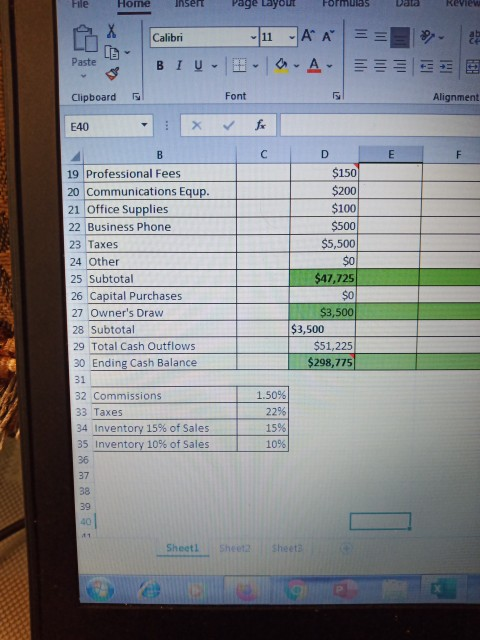 Sales Percent Year 1 4 5 Beginning Cash Balance 6 Cash inflows