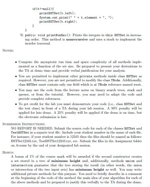 total course mark. In this lab you will implement the Set abstract