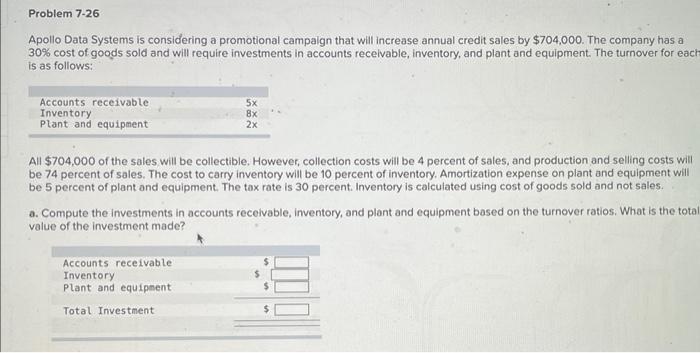  Apollo Data Systems is considering a promotional campaign that will increase
