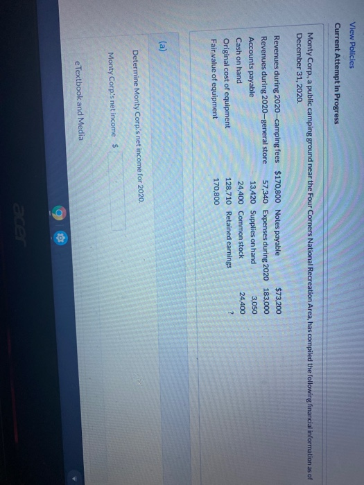  View Policies Current Attempt In Progress Monty Corp., a public camping