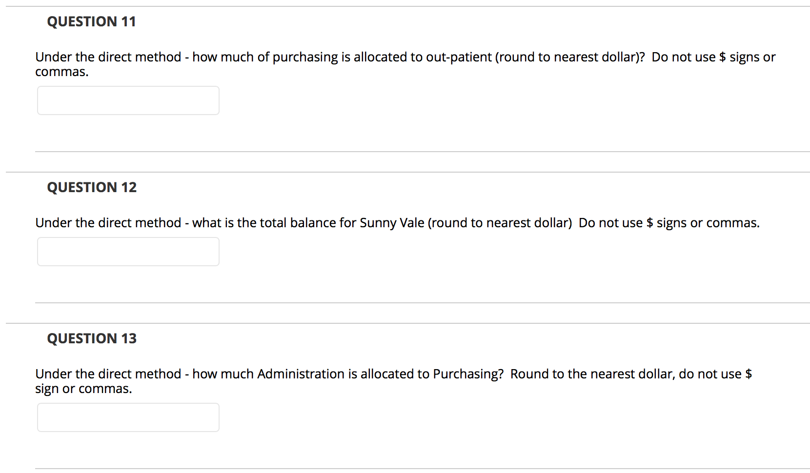 Facilities has three Revenue Producing Departments and four Non-Revenue Producing departments with