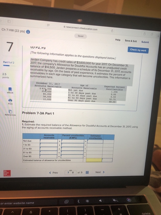  tion.com Ch 7 HW (22 pts) Seved Help Save& Exit Submit