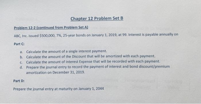  Chapter 12 Problem Set B Problem 12-2 (continued from Problem Set