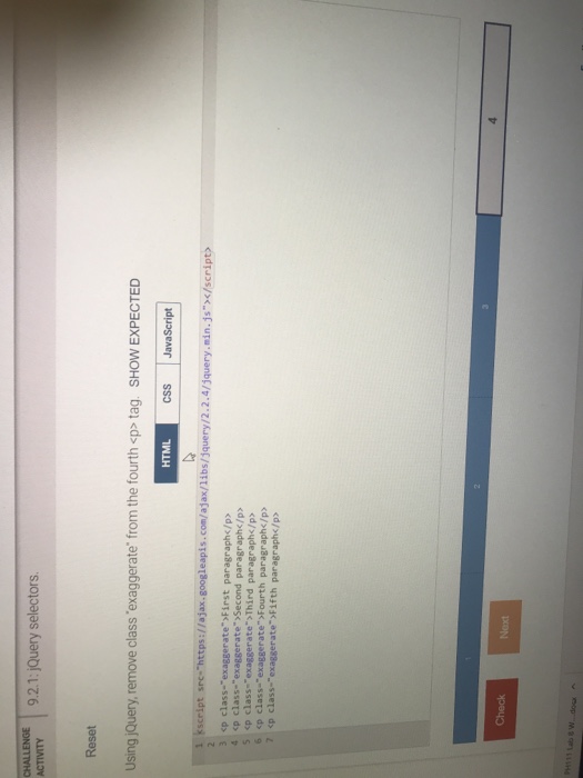  Cc1.jQuery selectors ACTIVITY 921:jQuery selectors Reset Using jQuery, remove class 'exaggerate