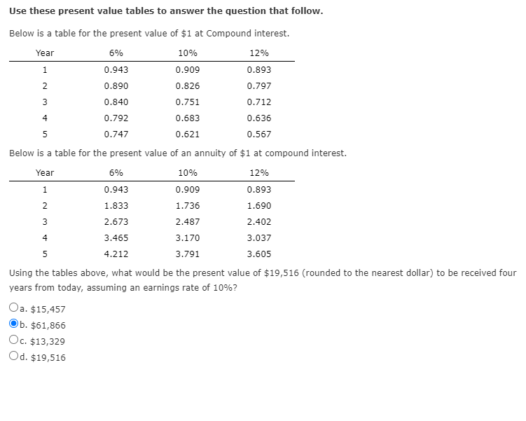 6% 1 Use these present value tables to answer the question