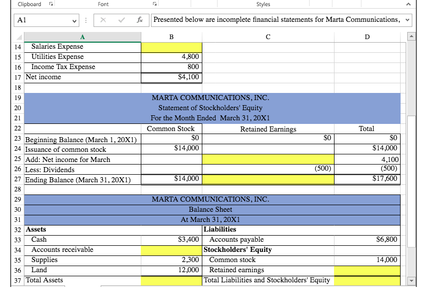 statements are linked. xD El X Relationships among Financial Statements - Excel