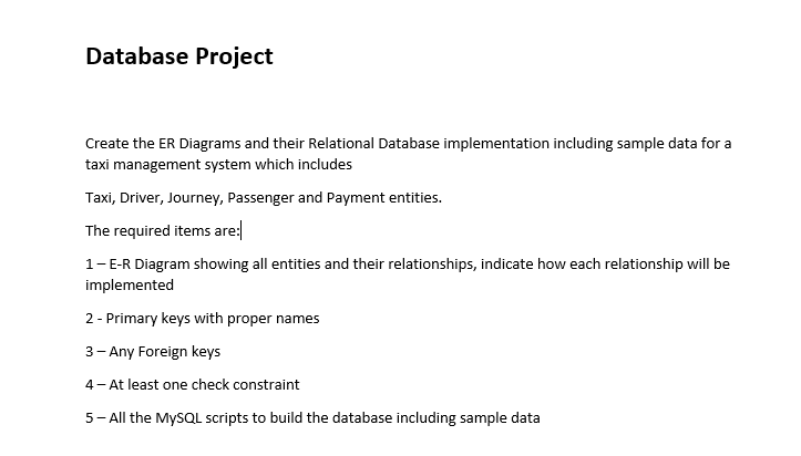  Create the ER Diagrams and their Relational Database implementation including sample